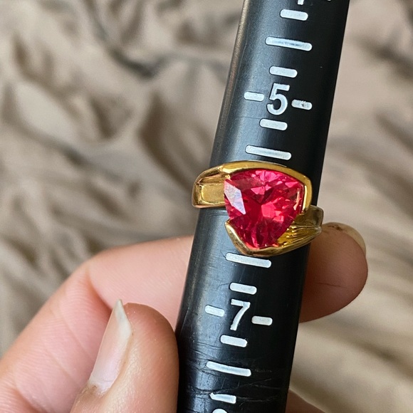 S925 Trillion Cut Ruby Ring - Picture 6 of 12